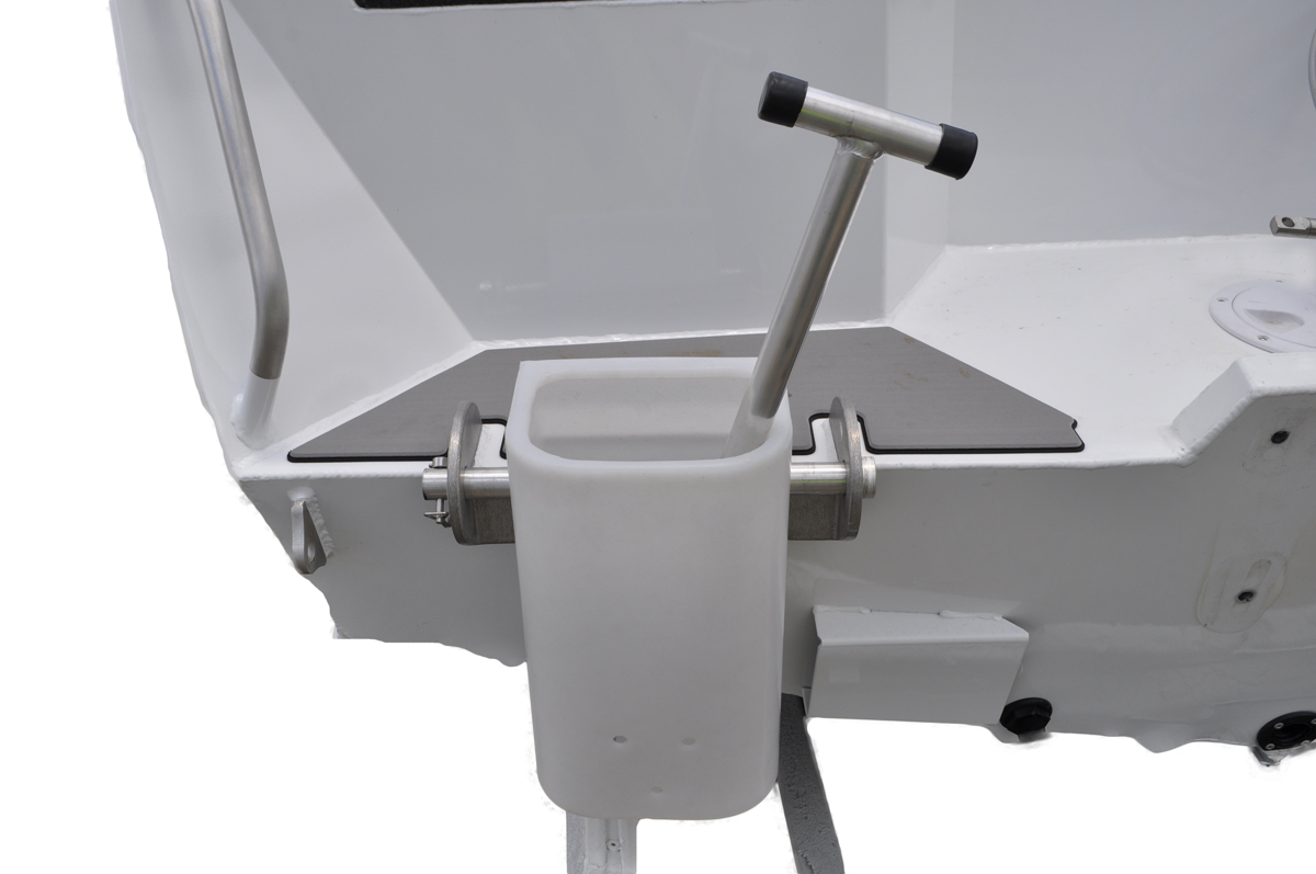 retractable boat boarding ladder featuring a robust handle and stainless steel mounting